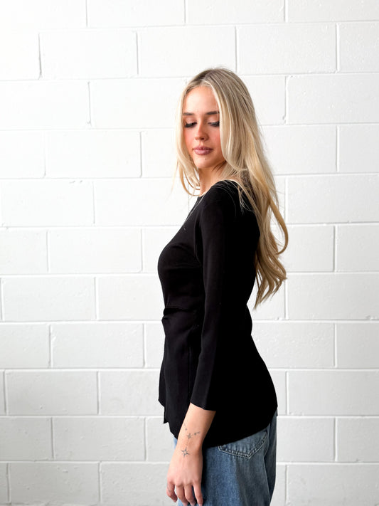 TWIST DETAIL KNIT  BLACK