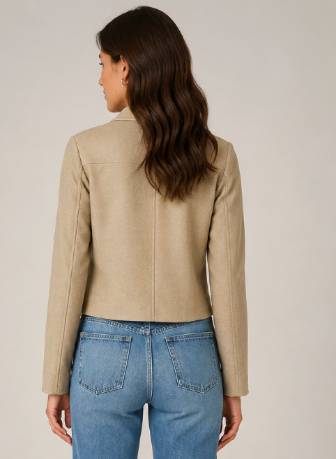 Mocha Wool Blend Crop Coat