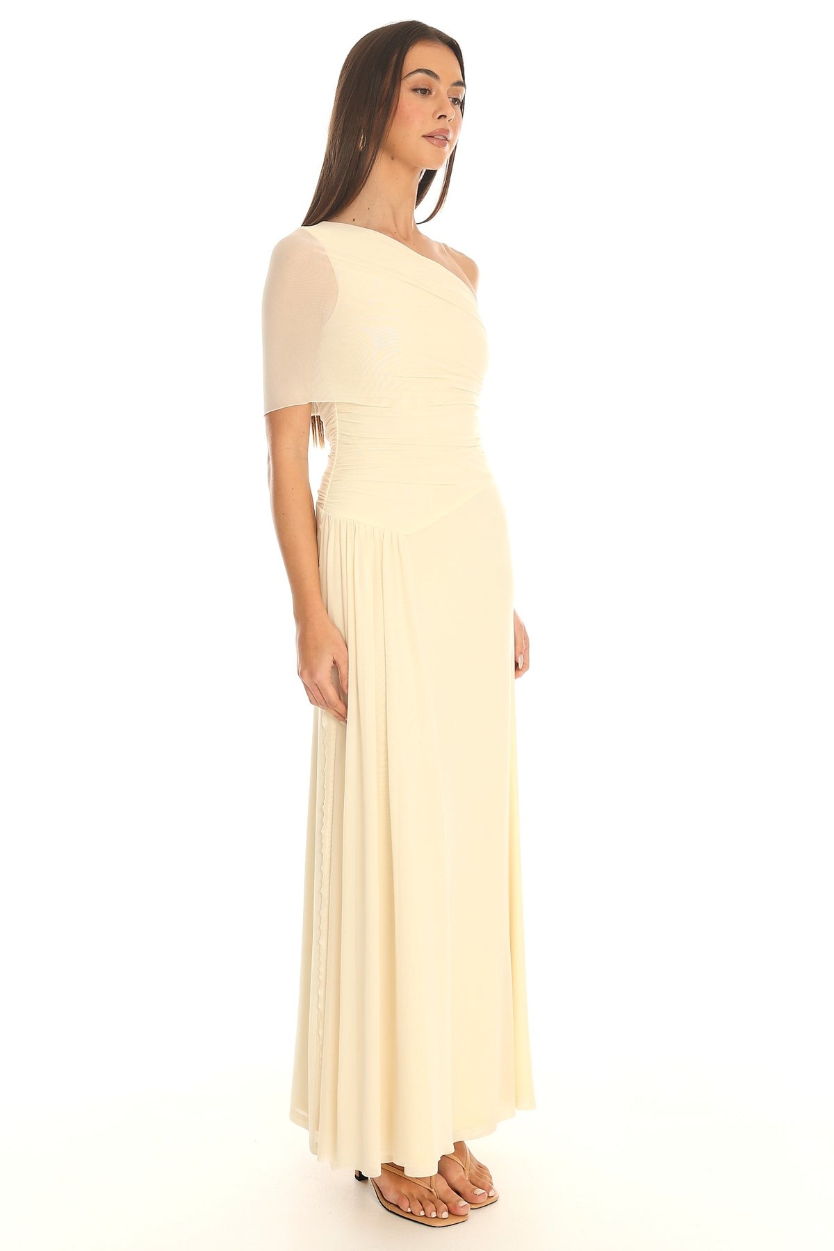 Elodie Butter One-Shoulder Maxi Dress
