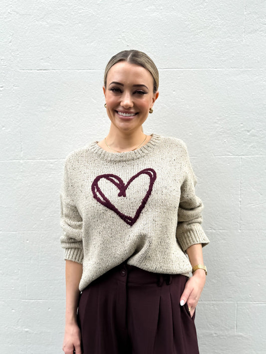 Mocha Melange Heart Jumper