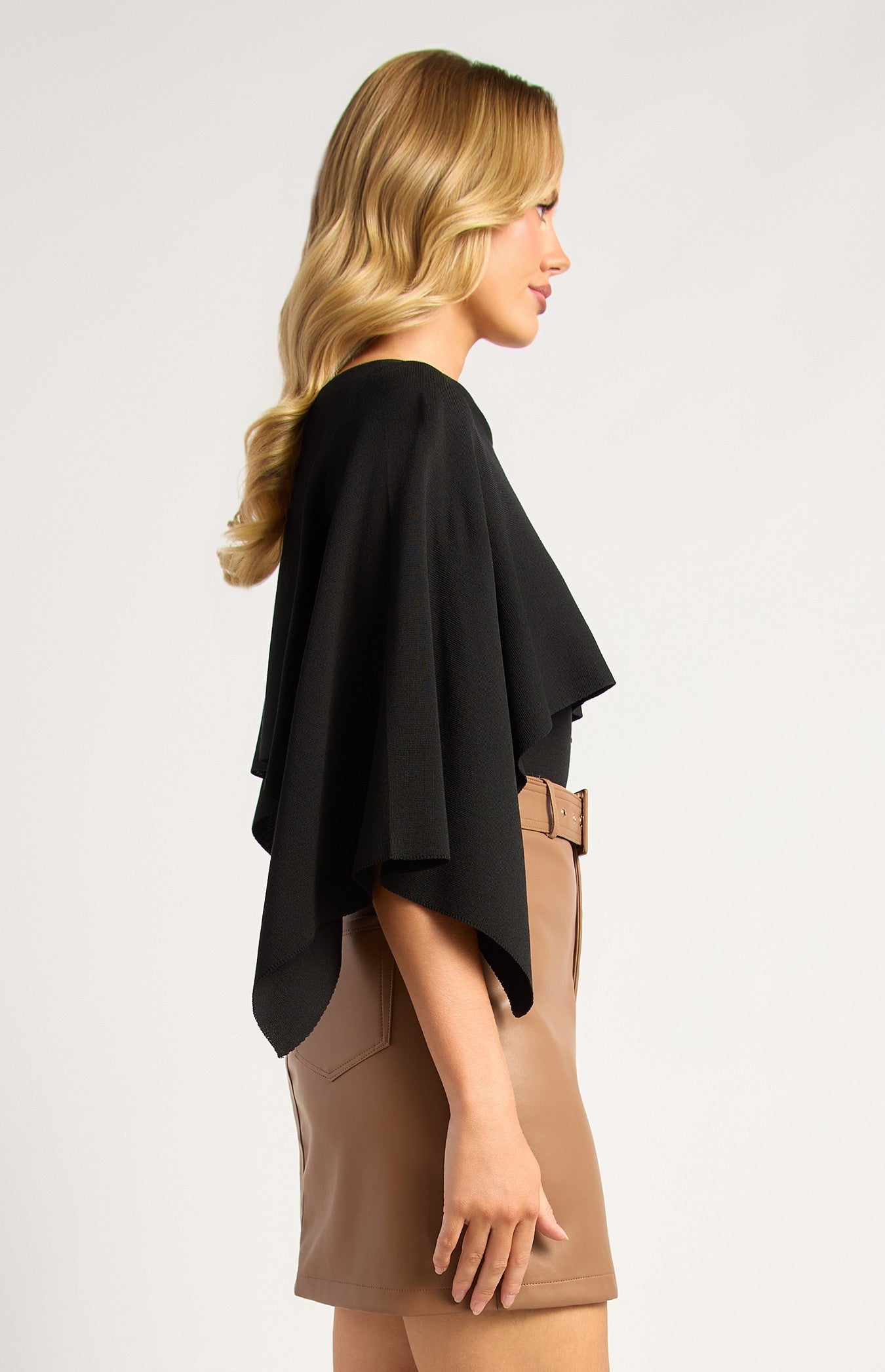 Black Cape Knit Top