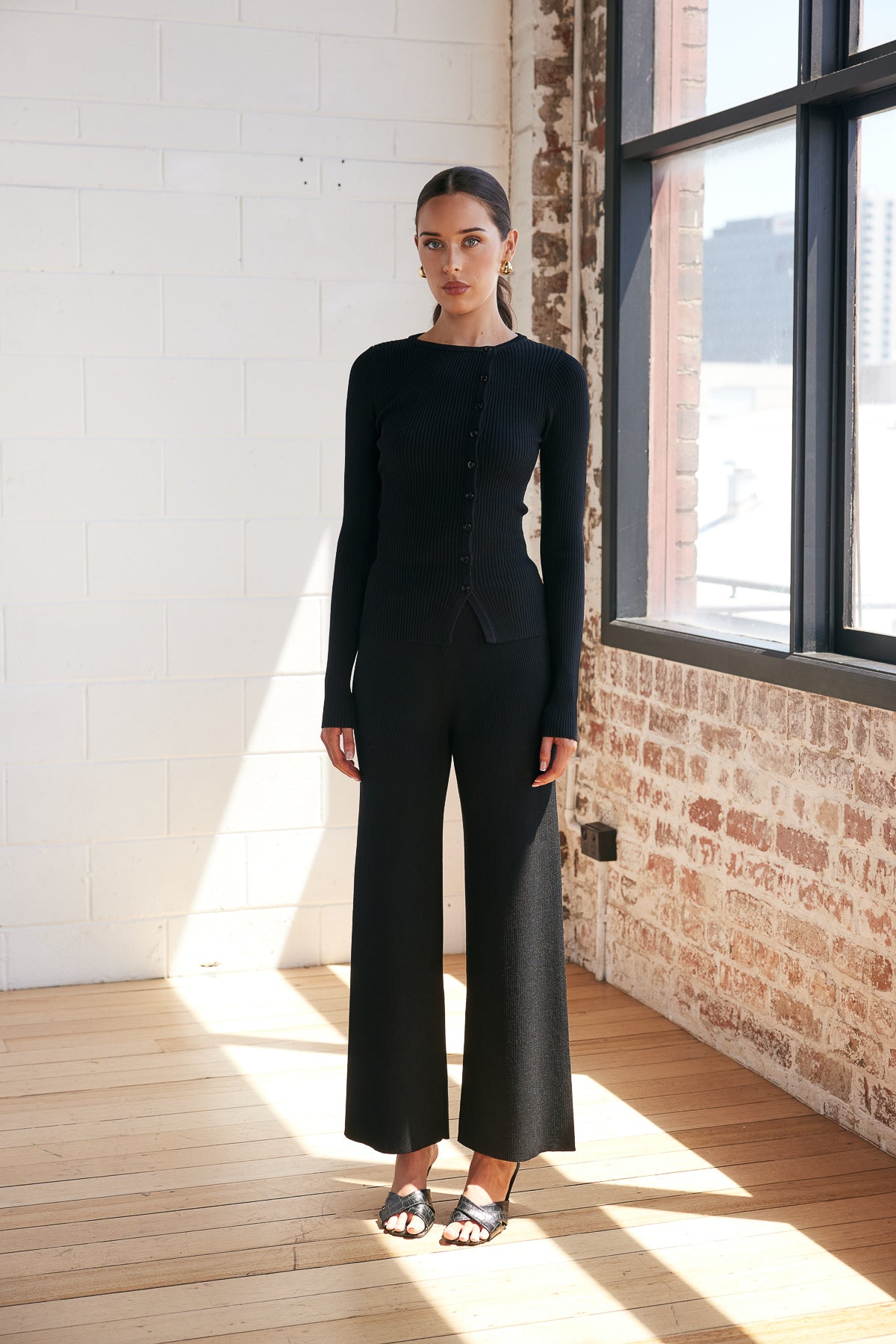 Liv High Waist Knit Pant BLACK