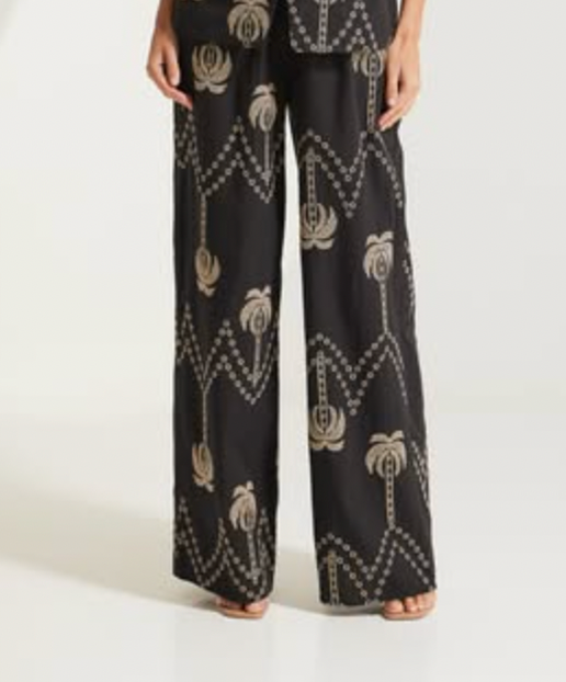 Black/Nude Amelie Embroidered Pants
