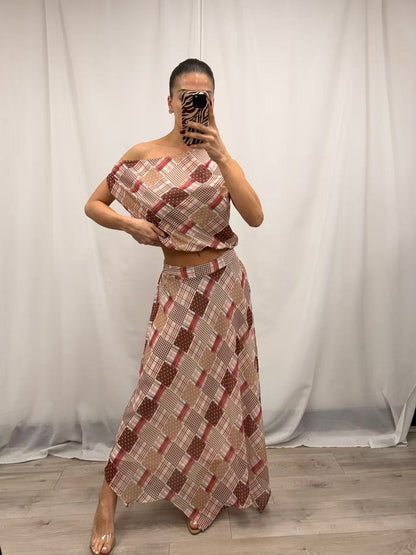 The Marlowe Asymmetric Top – Mocha Geometric