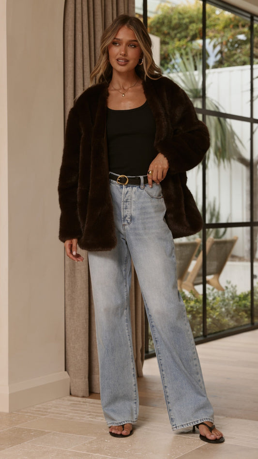Chocolate Faux Fur Coat