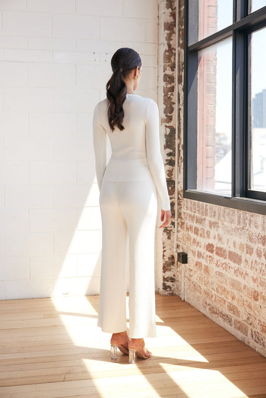 White Liv High Waist Knit Pant