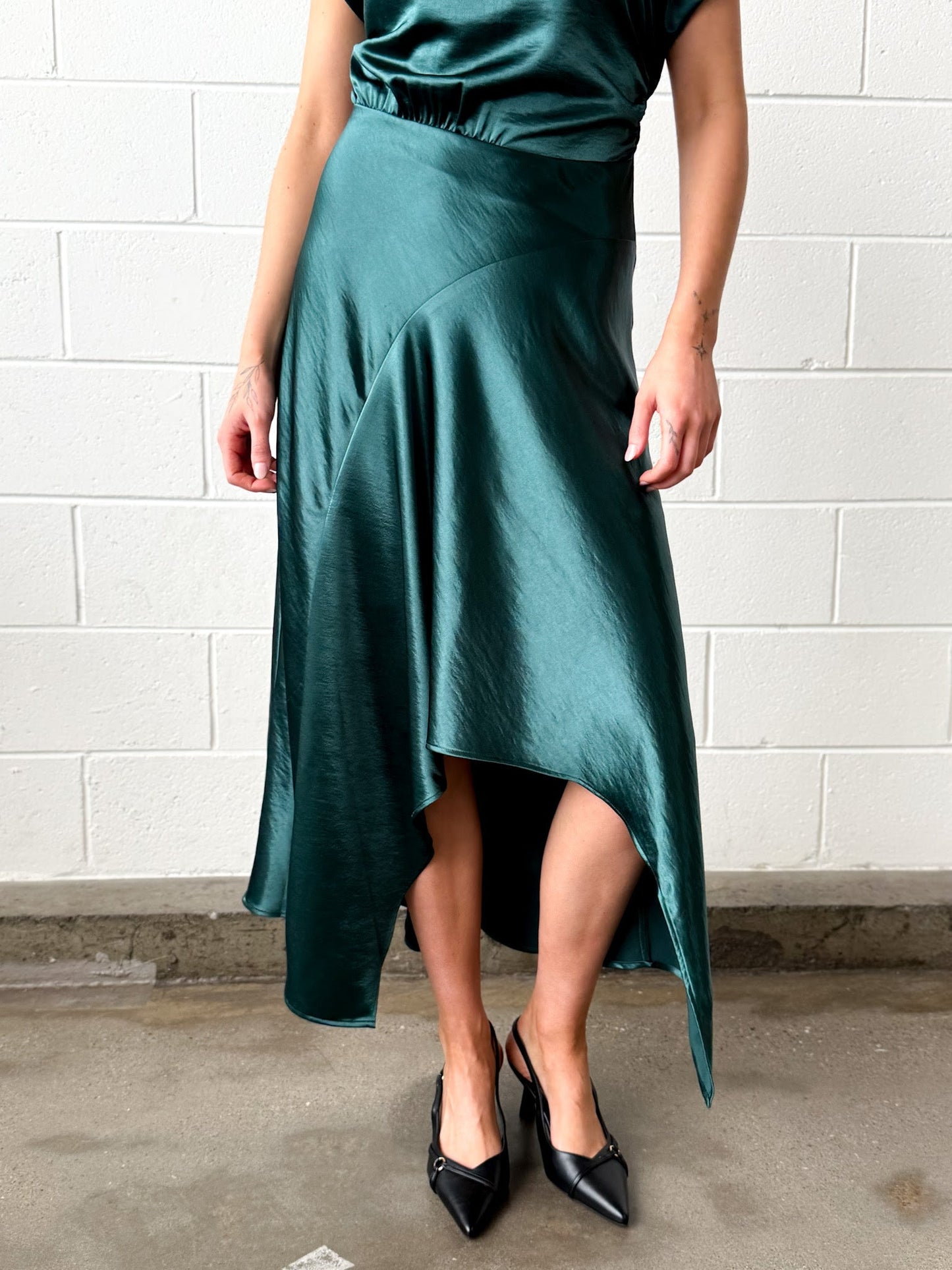 Teal Luxe Satin Dress