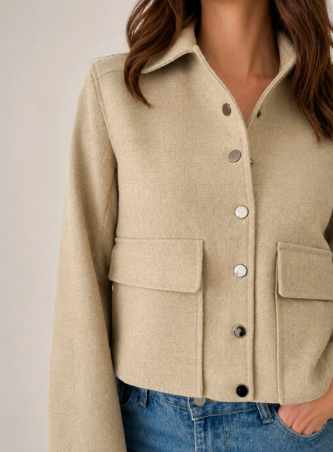 Mocha Wool Blend Crop Coat