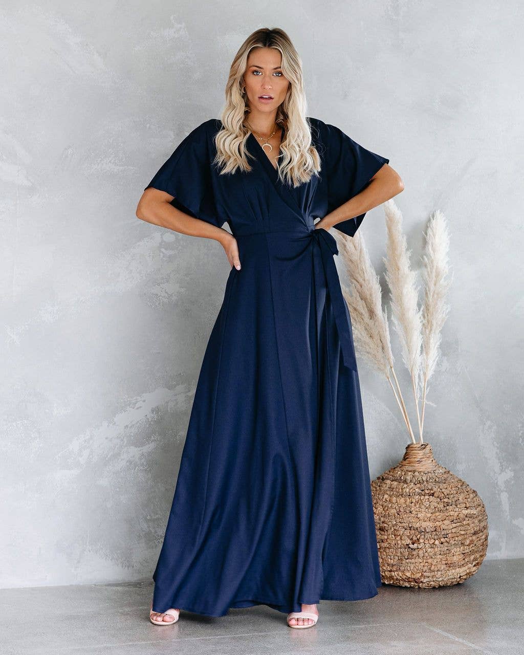 La Mere Wrap Navy Dress