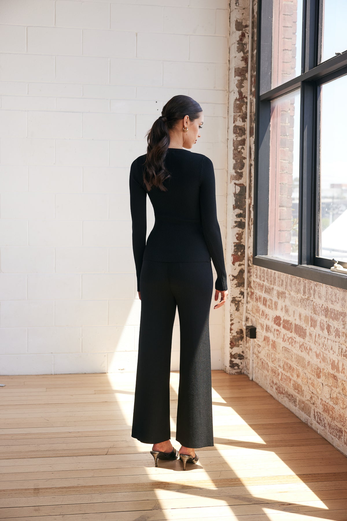 Liv High Waist Knit Pant BLACK