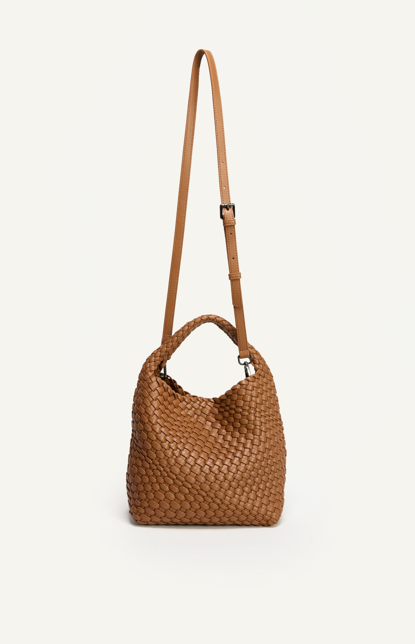 Woven Vegan Leather Handle Bag
