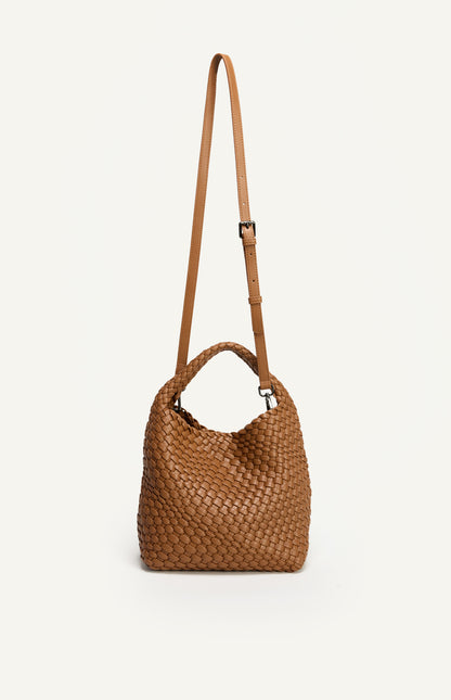 Woven Vegan Leather Handle Bag