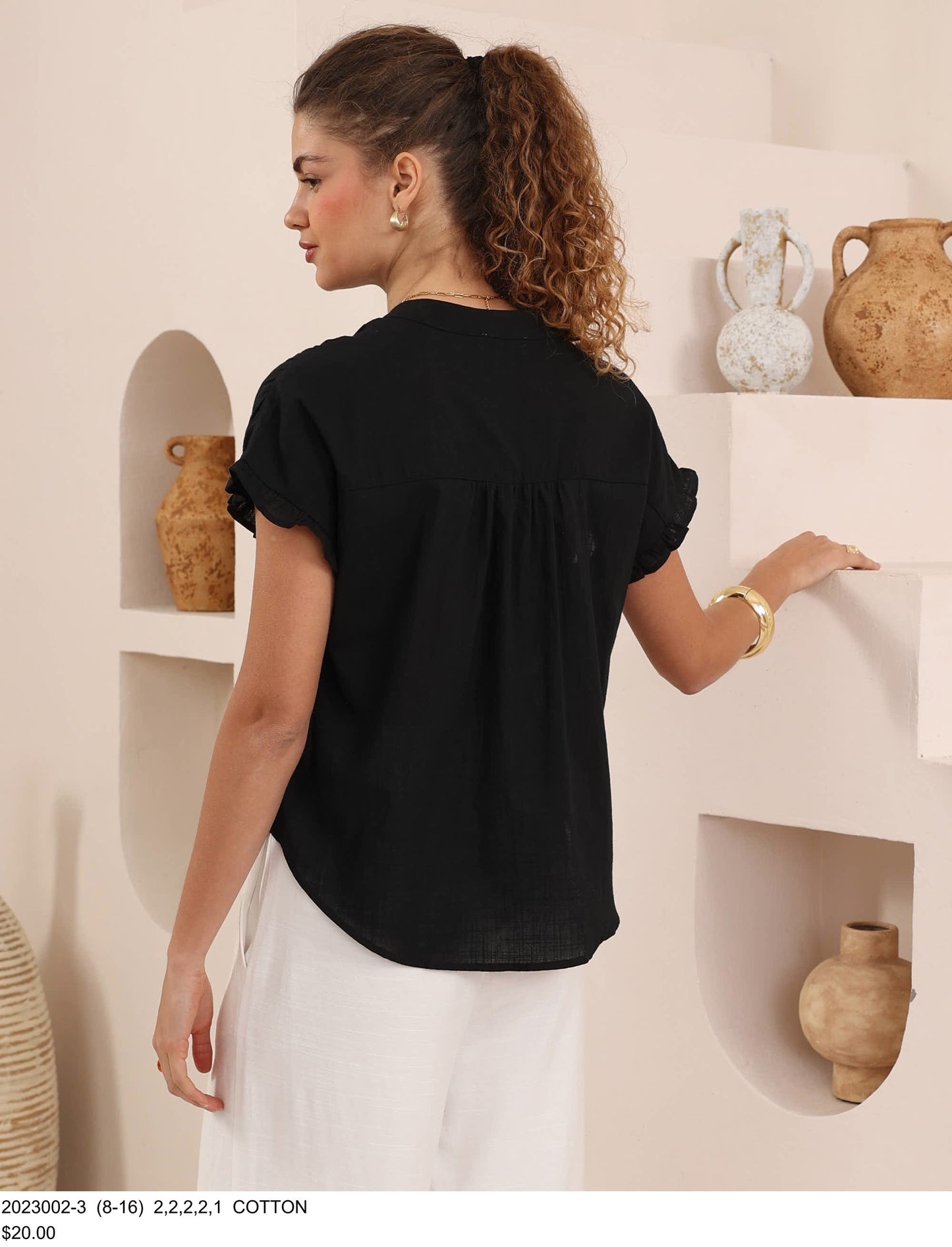Black short sleeve blouse