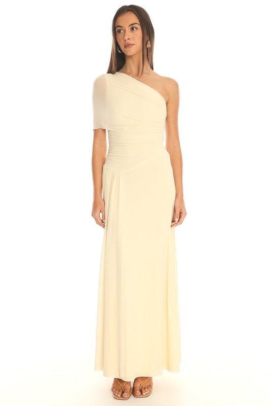 Elodie Butter One-Shoulder Maxi Dress