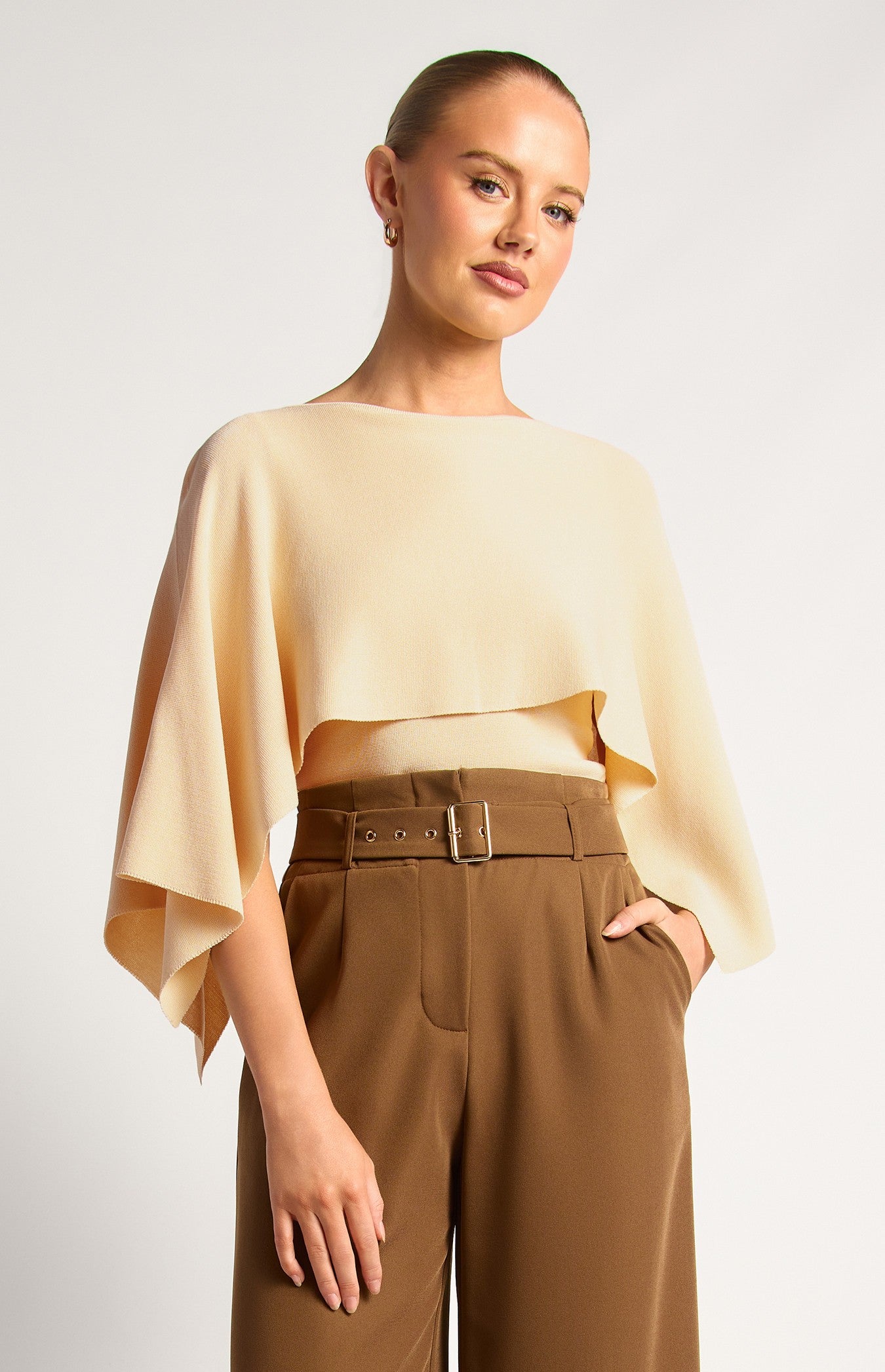 Almond Cape Knit Top