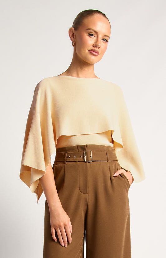 Almond Cape Knit Top