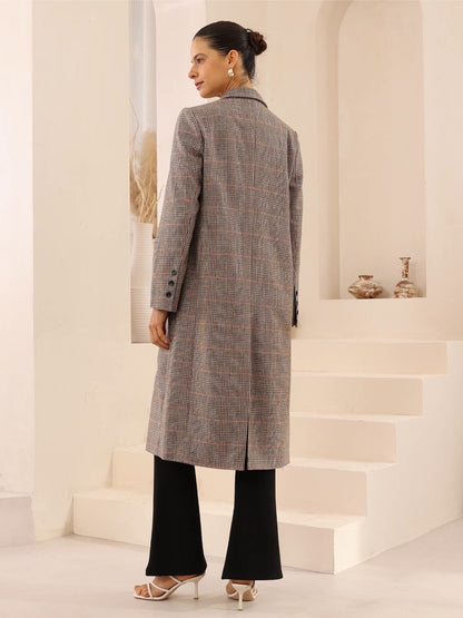 Checkered Shin Length Coat