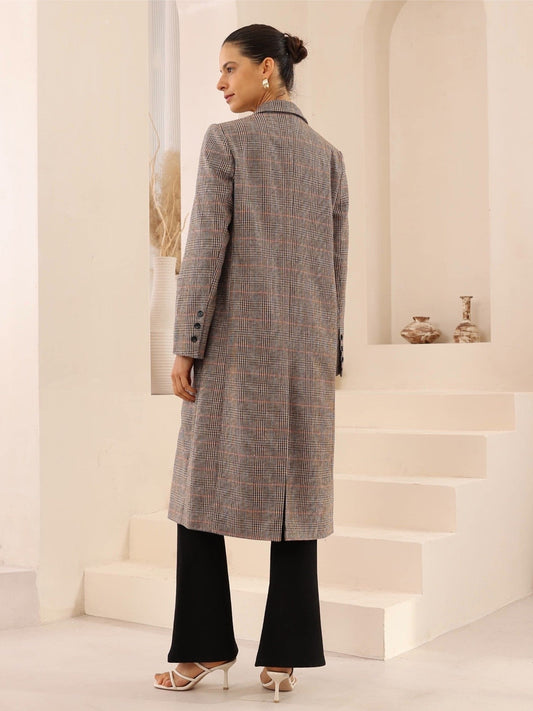 Checkered Shin Length Coat