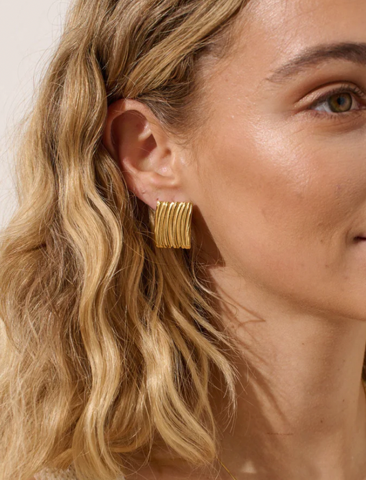 Square 18K Gold Stud