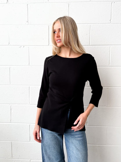 TWIST DETAIL KNIT  BLACK