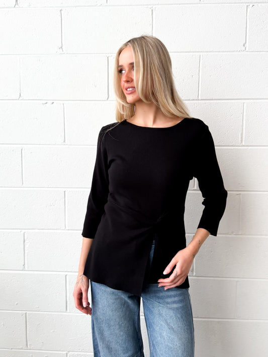 TWIST DETAIL KNIT  BLACK