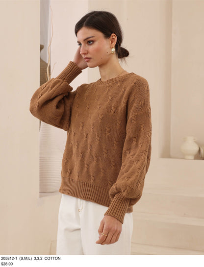 Tan Puffy Sleeve Jumper