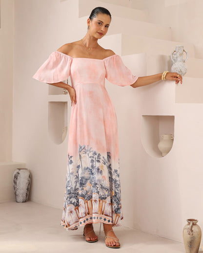 Pink Print Maxi Dress