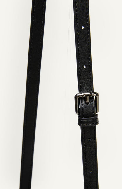 Black Woven Vegan Leather Handle Bag With Woven Pouch - ANGIE HANDLE BAG