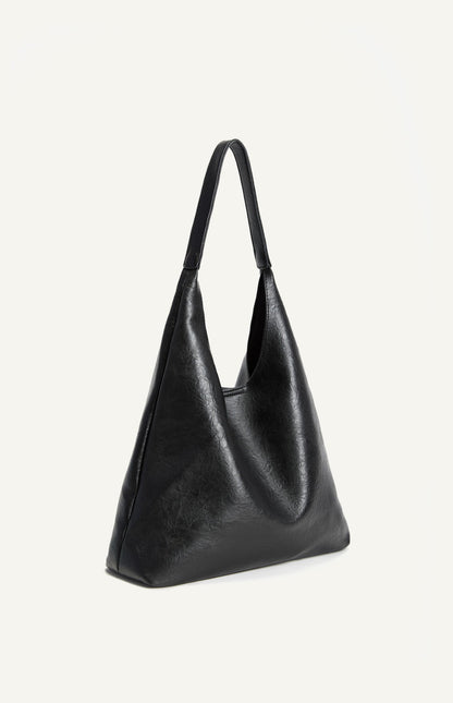 Katie Textured Vegan Leather Shoulder Bag - Black