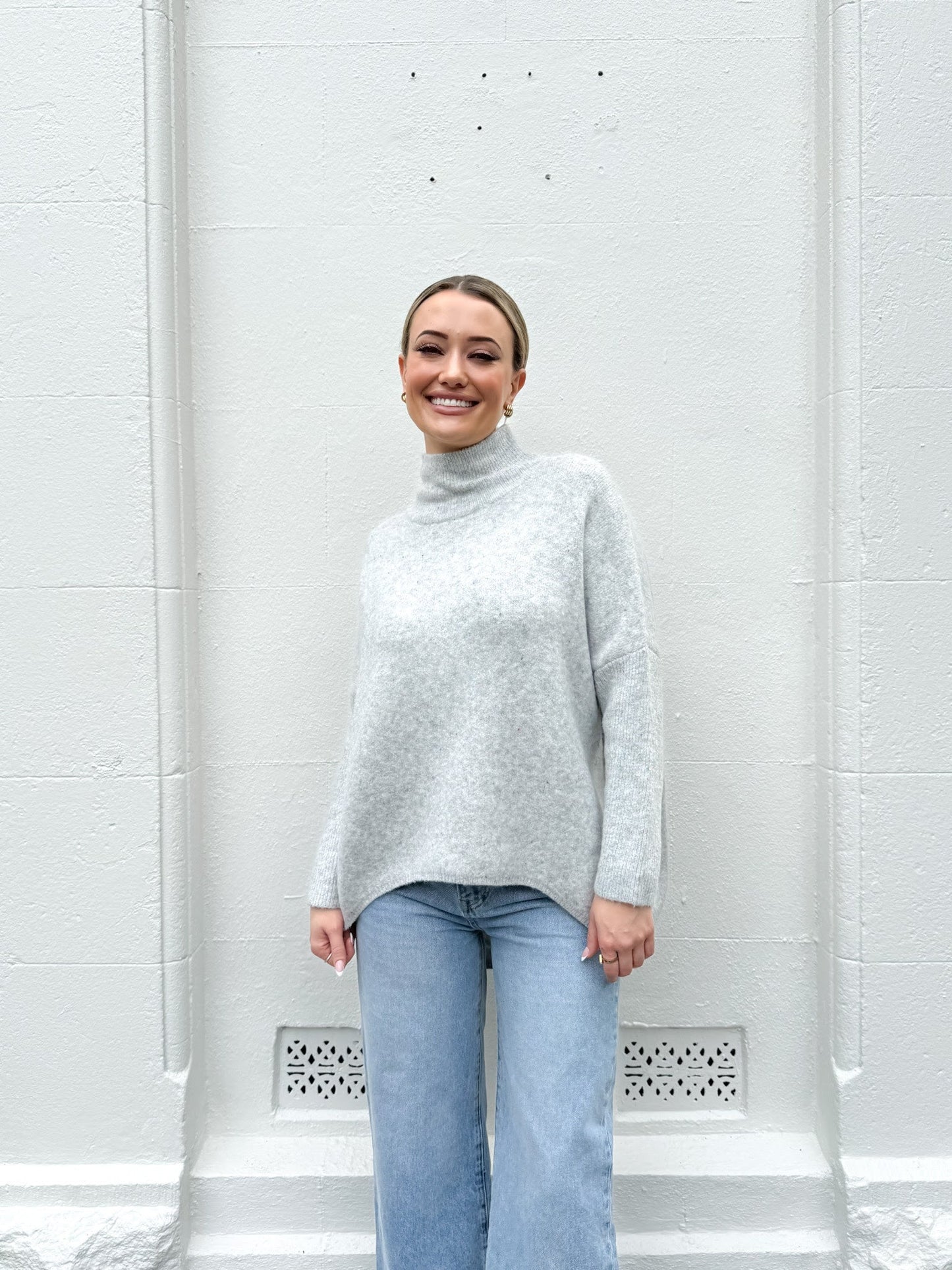 Marl Grey Wool Mix Turtle Neck Jumper