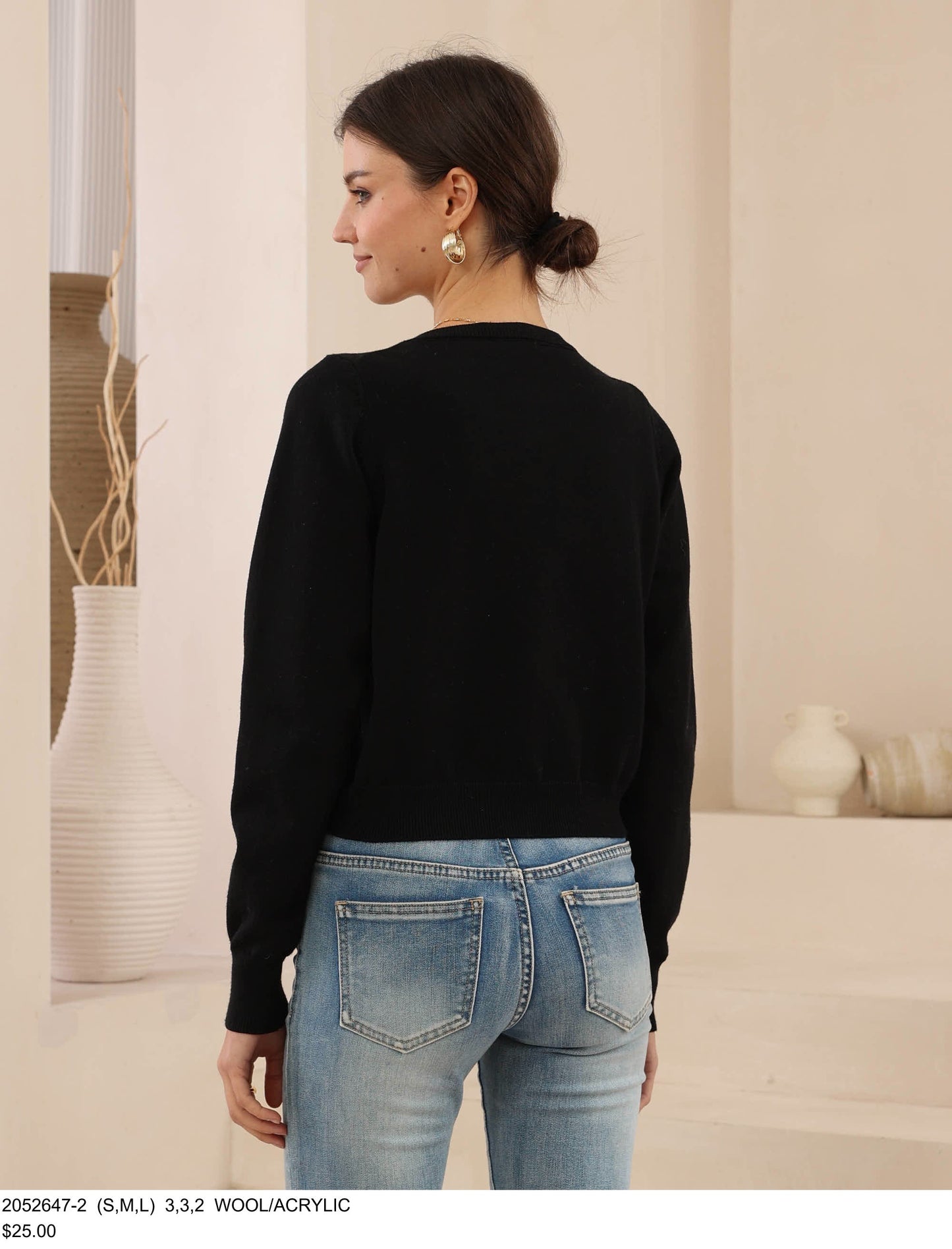 Black Button Through Cardigan
