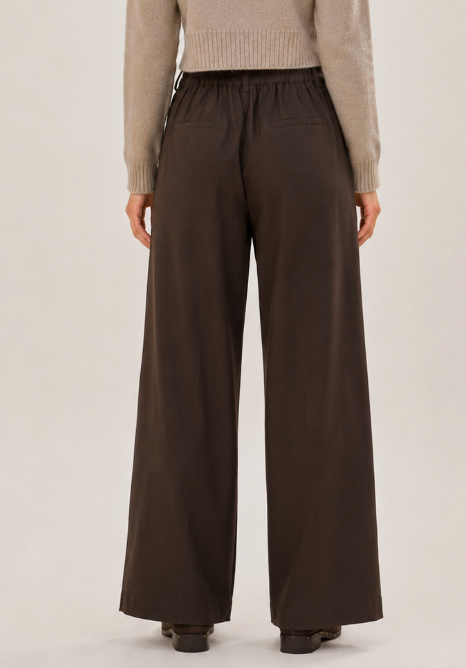 Brown Pleated Wide Leg Pants