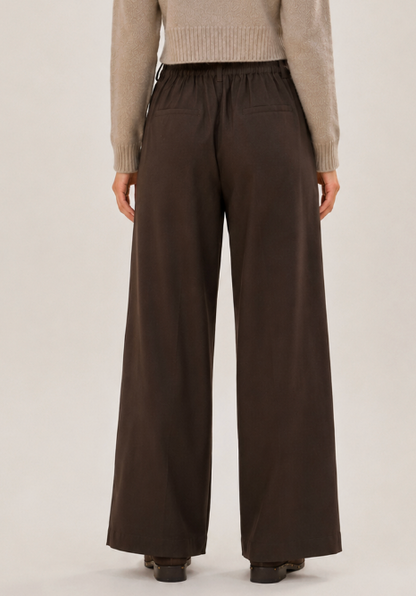 Brown Pleated Wide Leg Pants