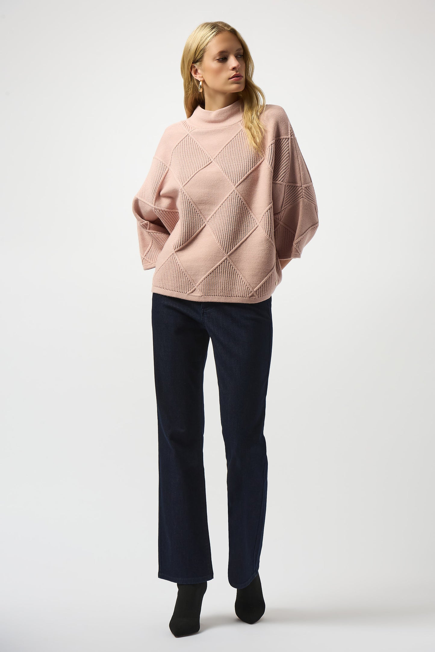 Textured Sweater Knit Mock Neck Pullover