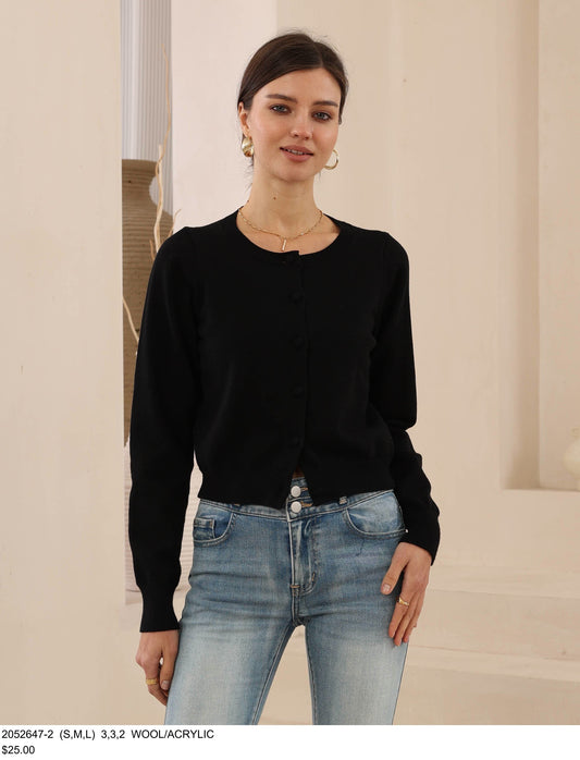 Black Button Through Cardigan