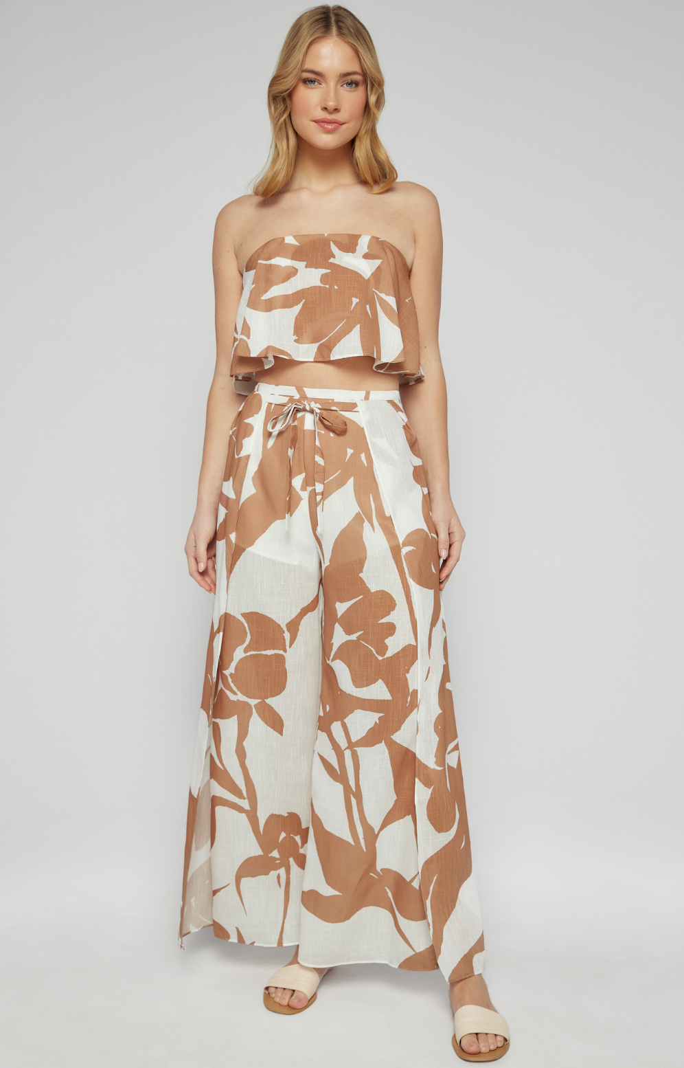 Faux Linen Abstract Prints Pants