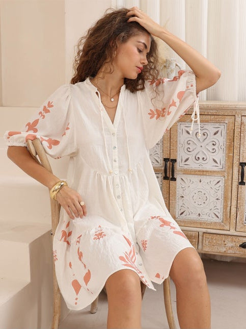 Beige Babydoll Dress
