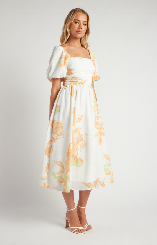 Orange Blossom  Midi Dress