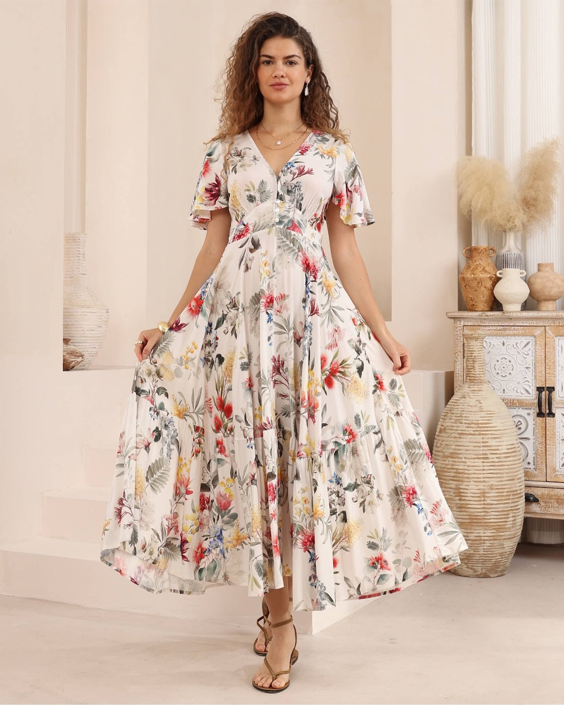 White Floral Maxi Dress