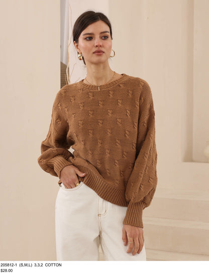 Tan Puffy Sleeve Jumper