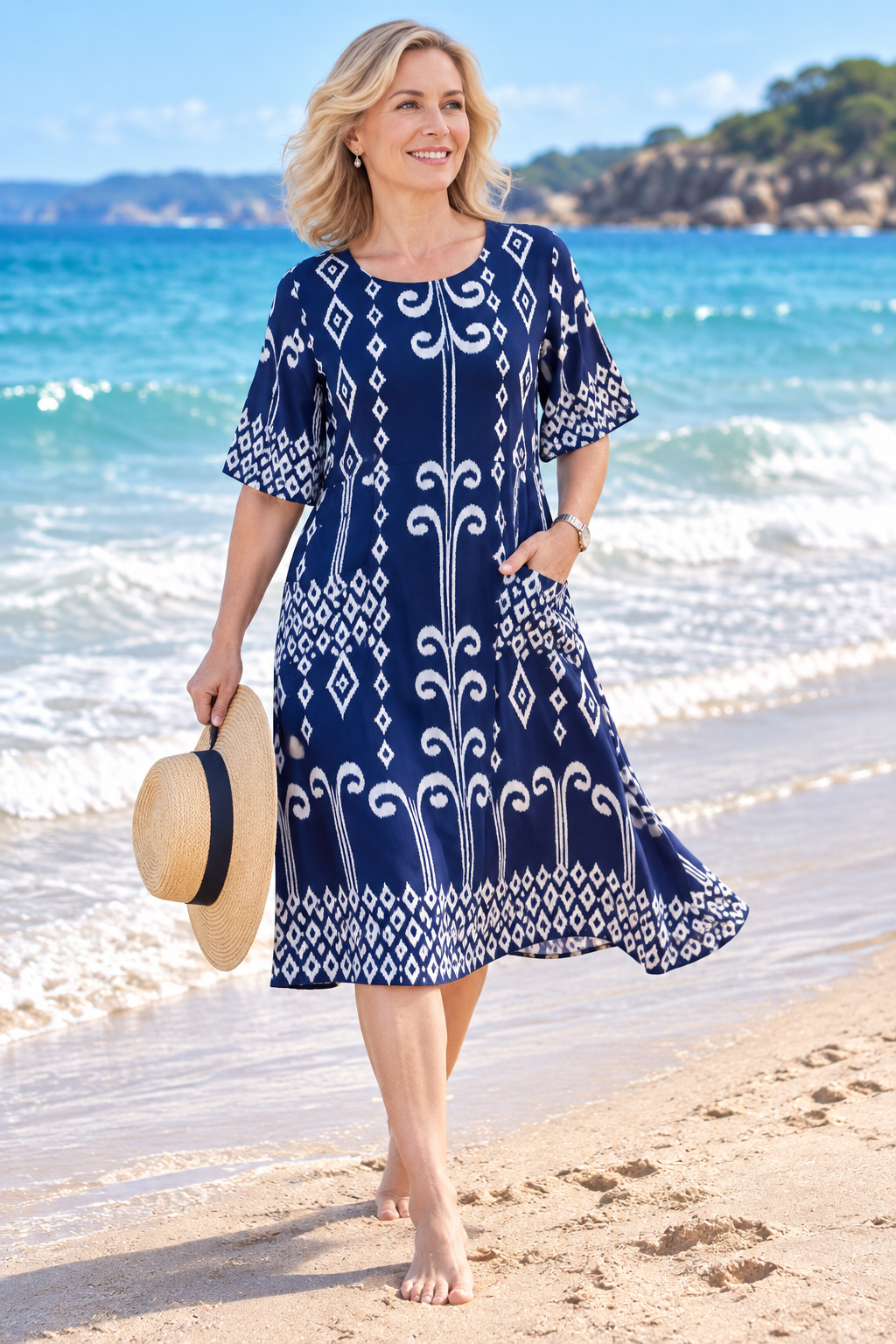 The Marisol Navy Midi Dress