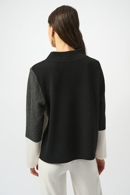 Jacquard Knit Colour-Block Boxy Top