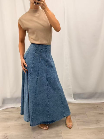 The Camille Denim Maxi Skirt