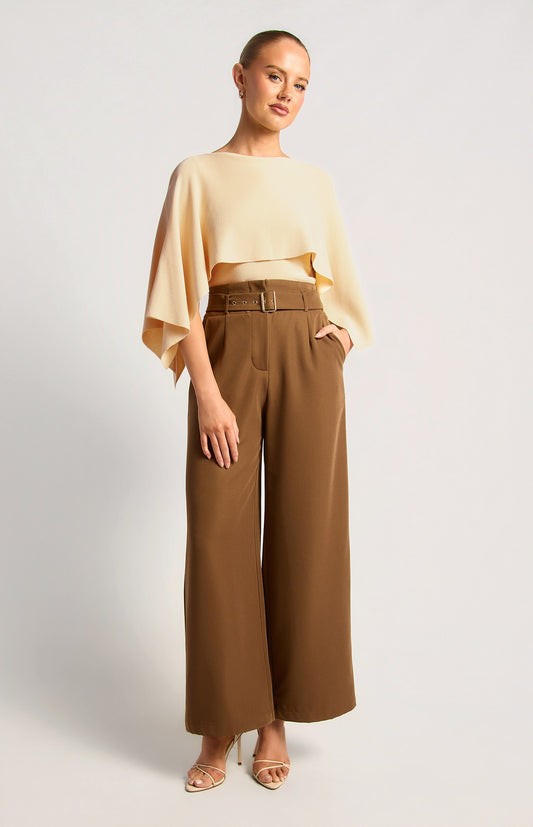 Almond Cape Knit Top
