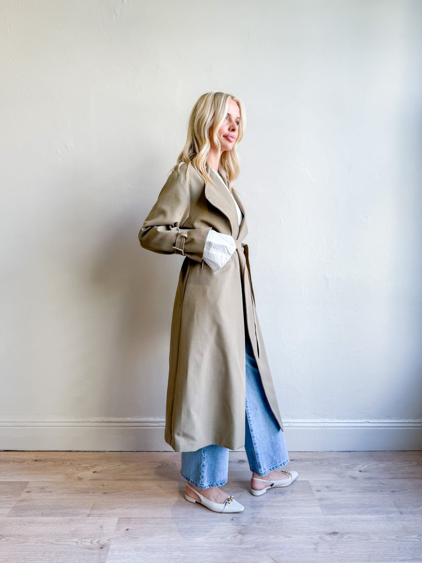 VISCO POLY DRAPED COLLAR LONG COAT