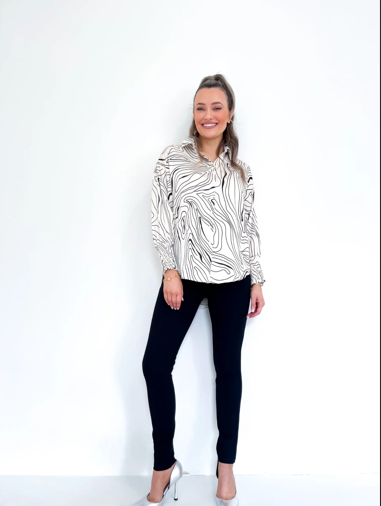 Lucy Print Xover Cut Button Up