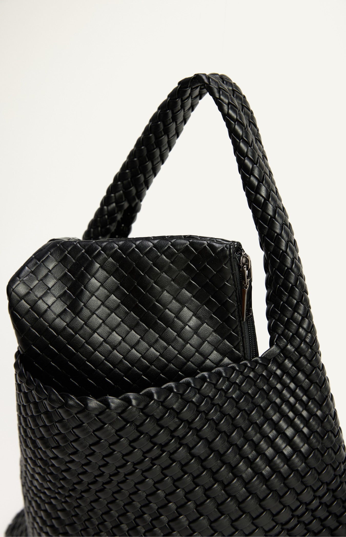 Woven Vegan Leather Hobo Bag