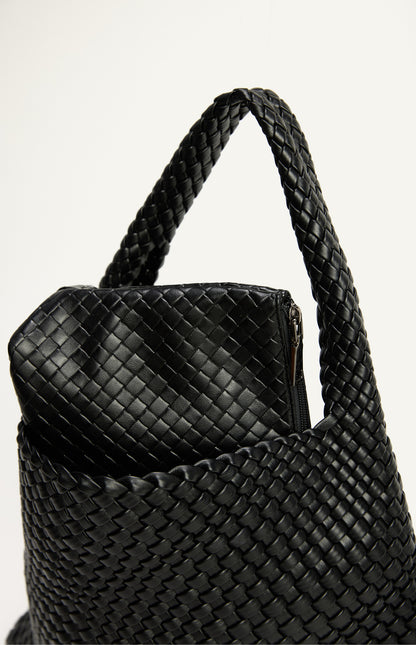 Woven Vegan Leather Hobo Bag