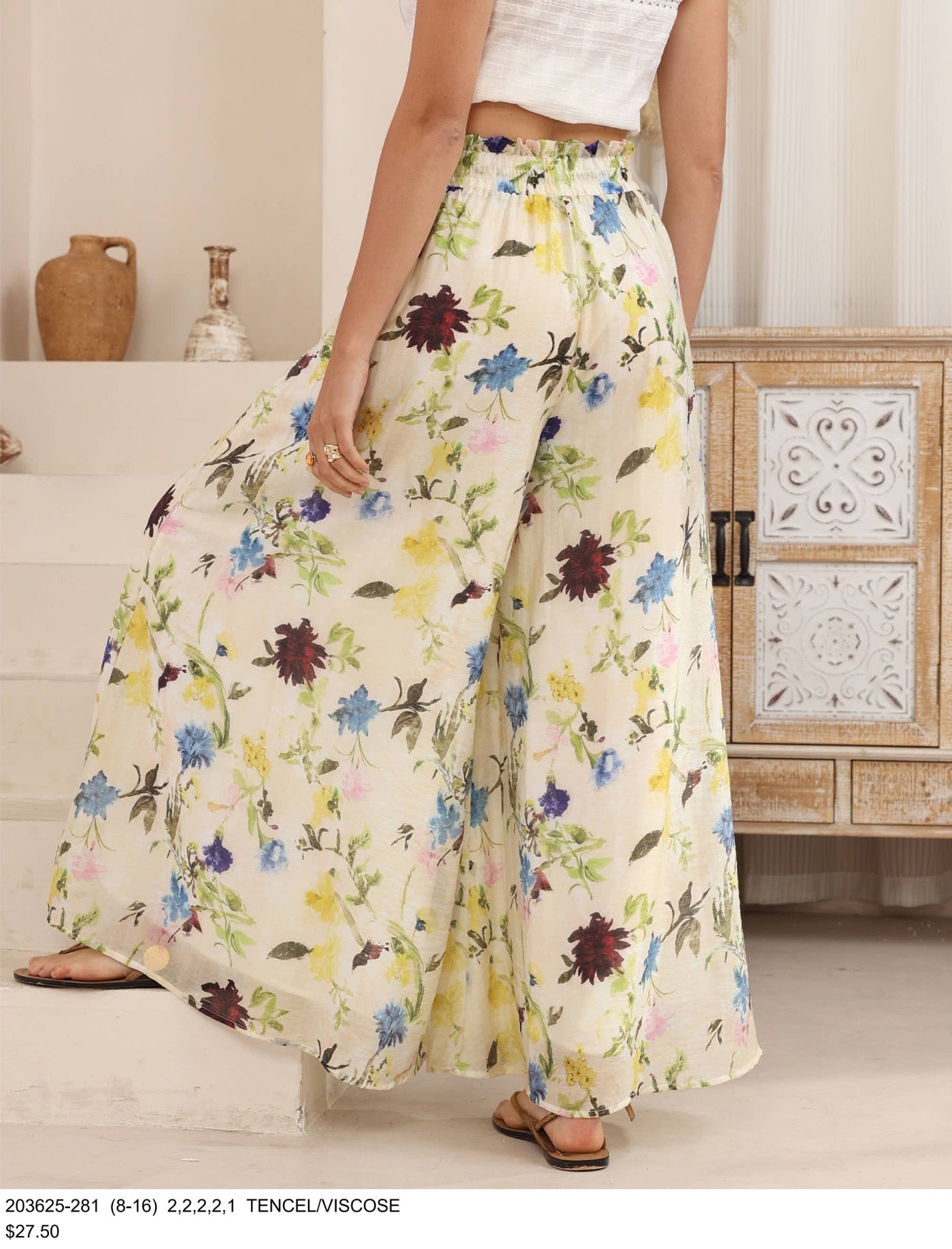 Floral watercolour pants