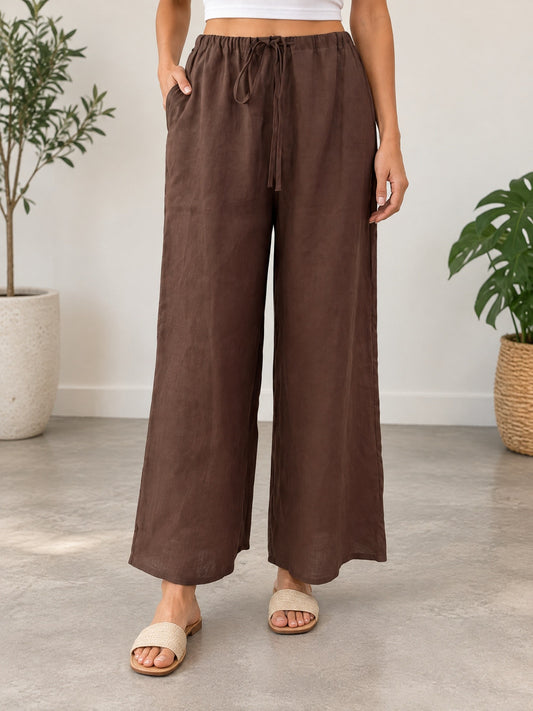 Elastic linen pants